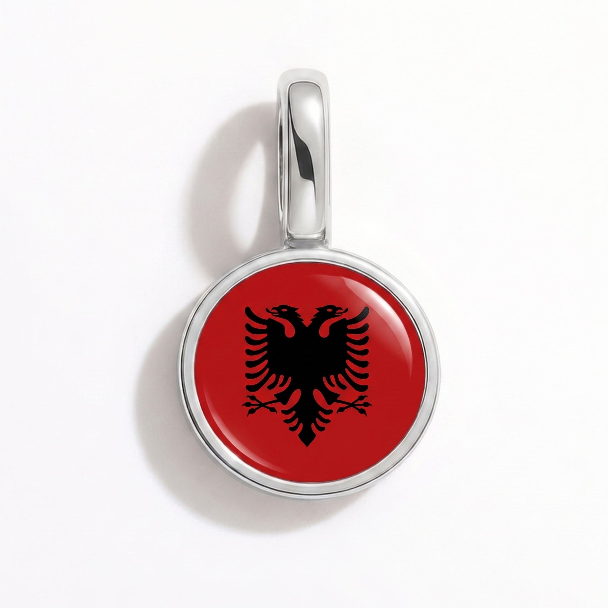 Flaggcharm Albanien – rektangulär silver