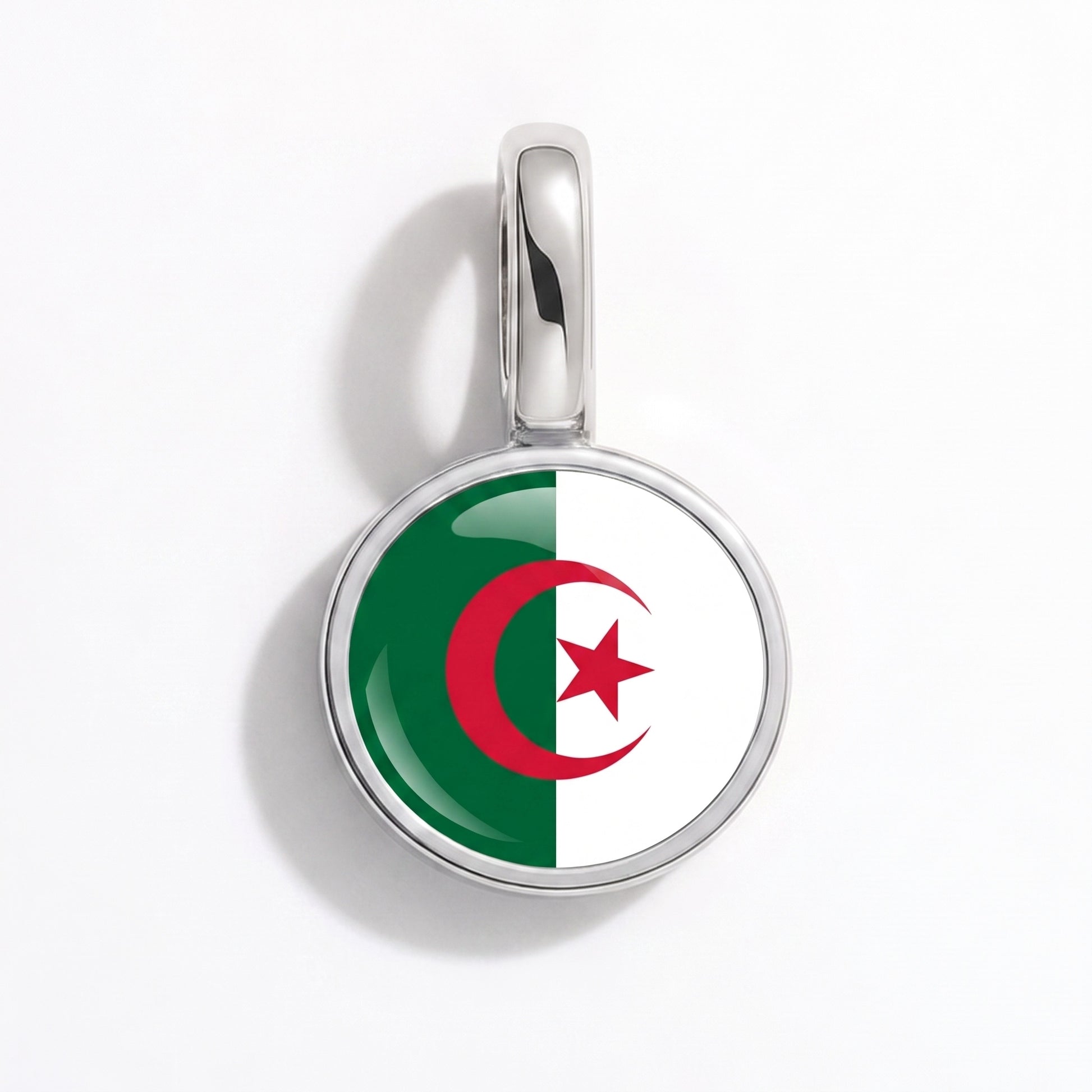 Flaggcharm Algeriet – rund silver