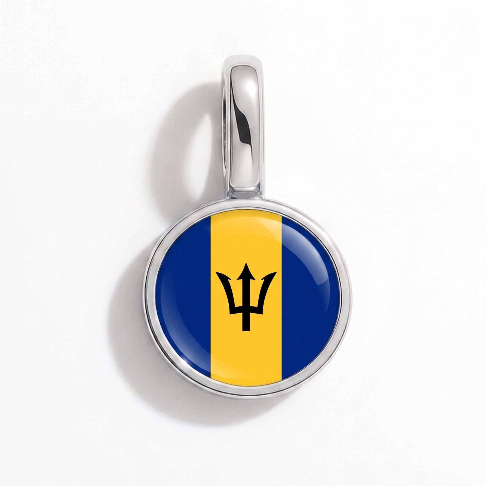 Flaggcharm Barbados – rund silver