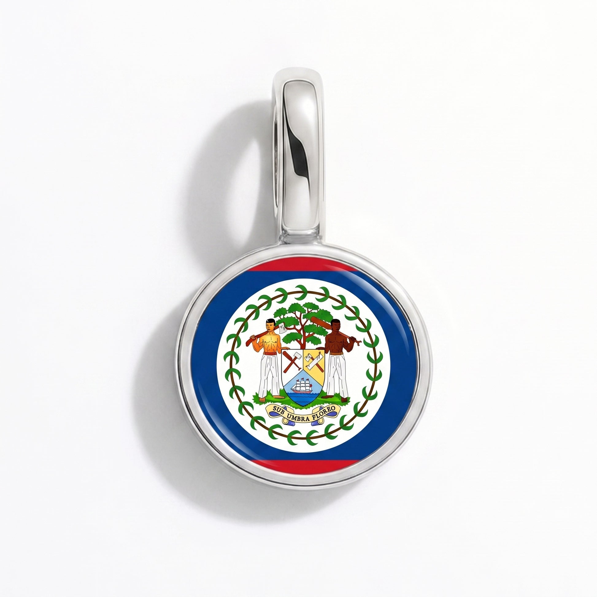 Flaggcharm Belize – rund silver