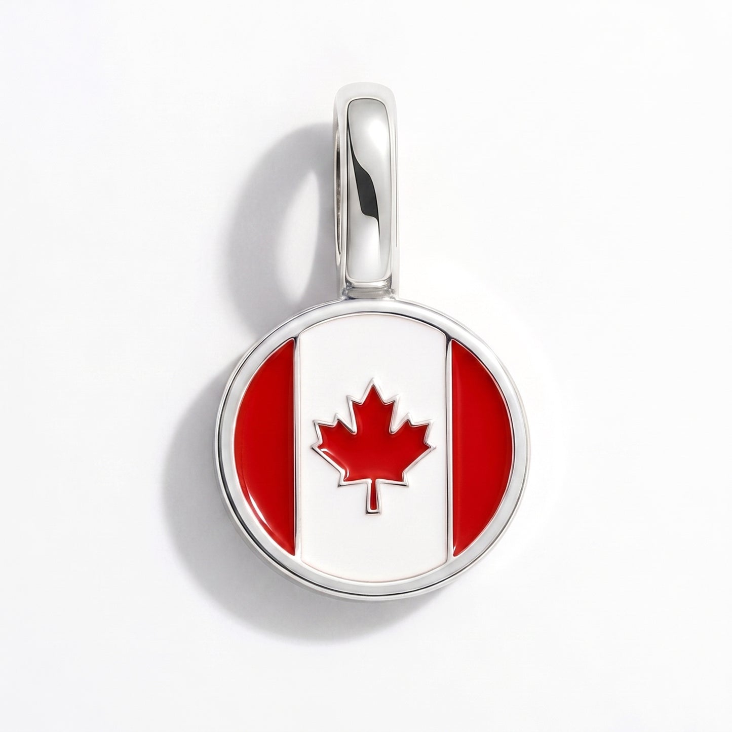 Flaggcharm Kanada – rund silver