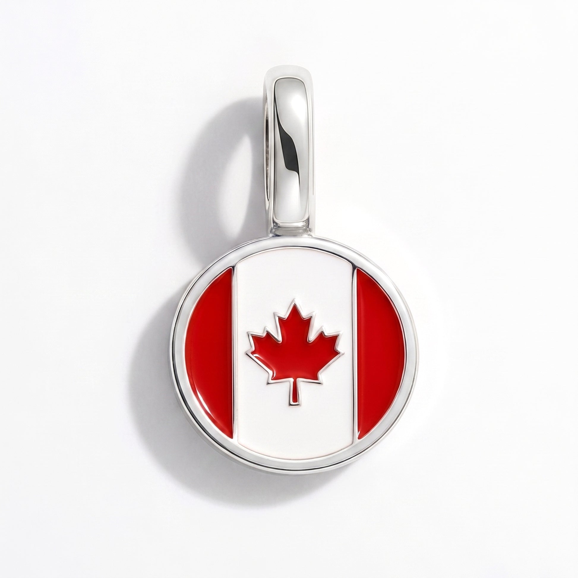 Flaggcharm Kanada – rund silver