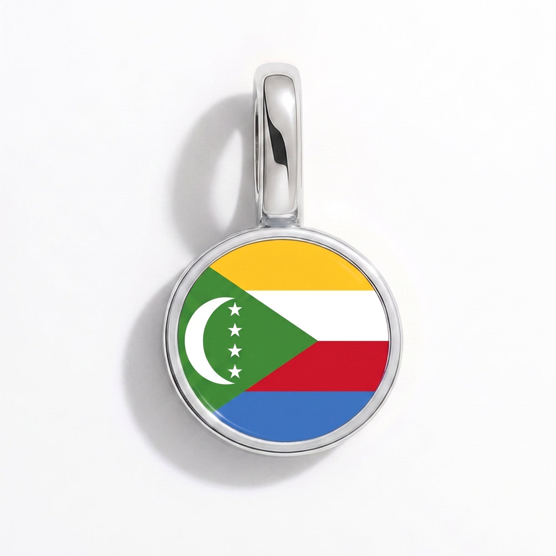 Flaggcharm Komorerna – rektangulär silver