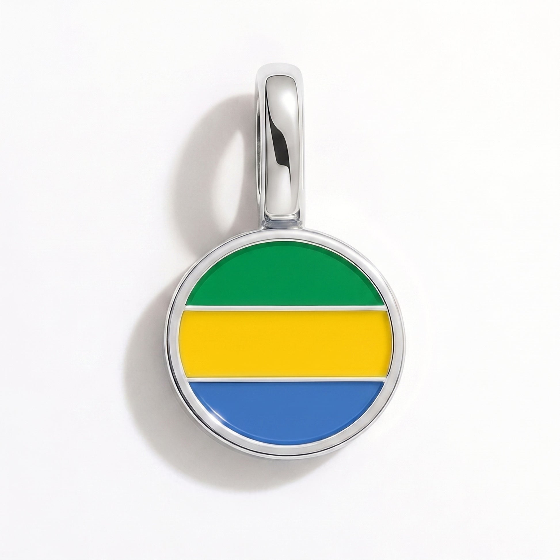Flaggcharm Gabon – rund silver