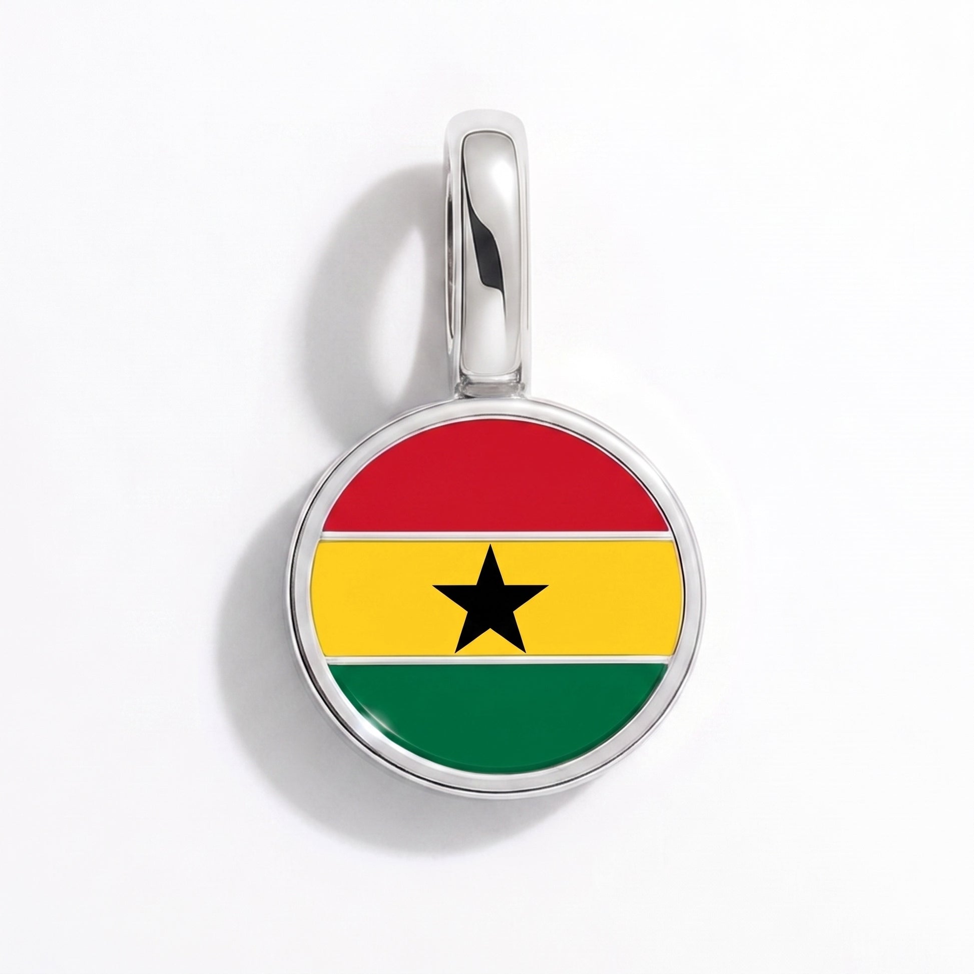 Flaggcharm Ghana – rund silver