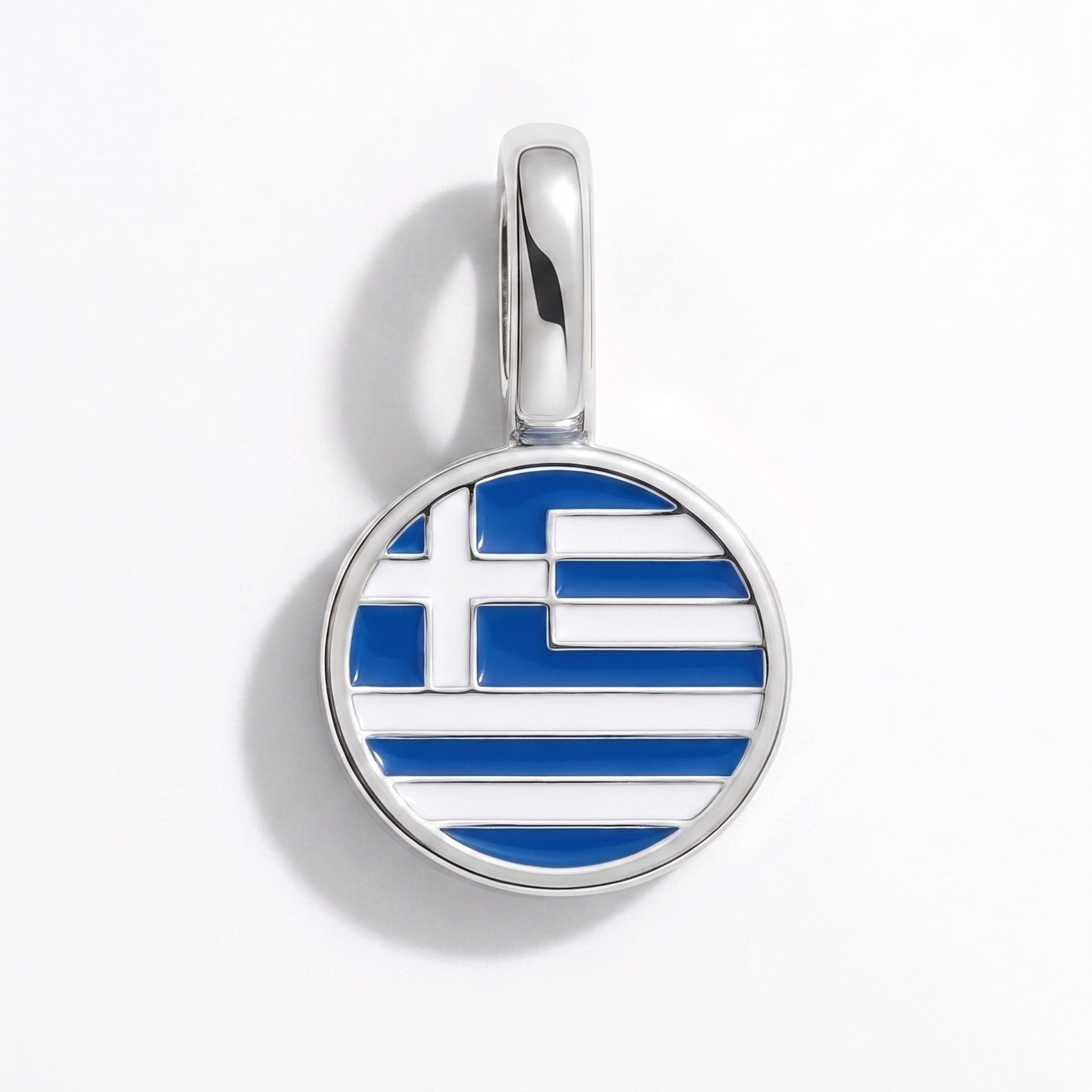 Flaggcharm Grekland – rektangulär silver