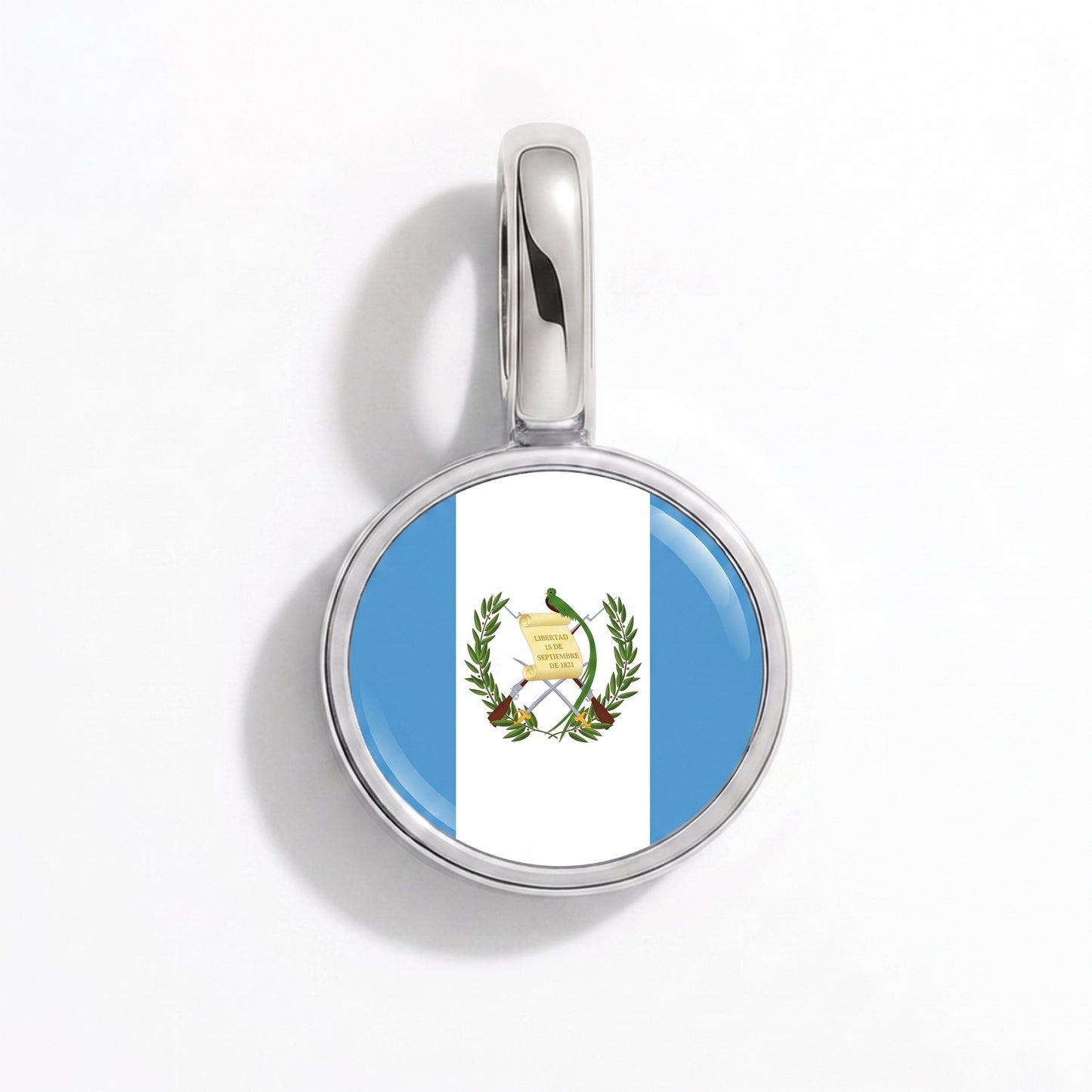 Flaggcharm Guatemala – rund silver