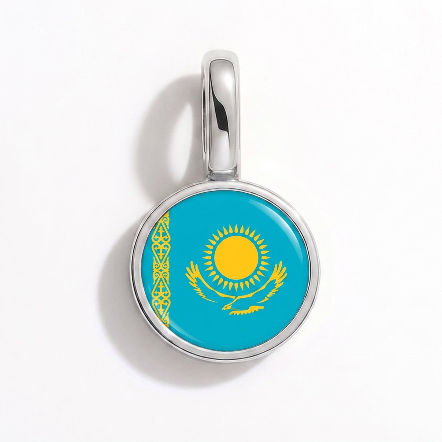 Flaggcharm Kazakstan – rektangulär silver