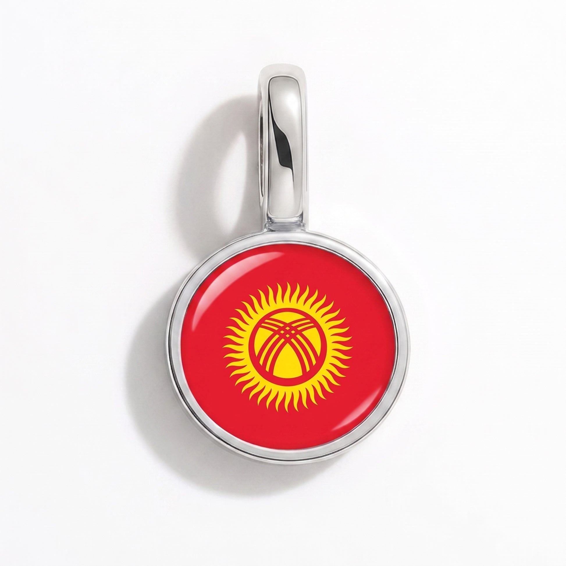 Flaggcharm Kirgizistan – rund silver