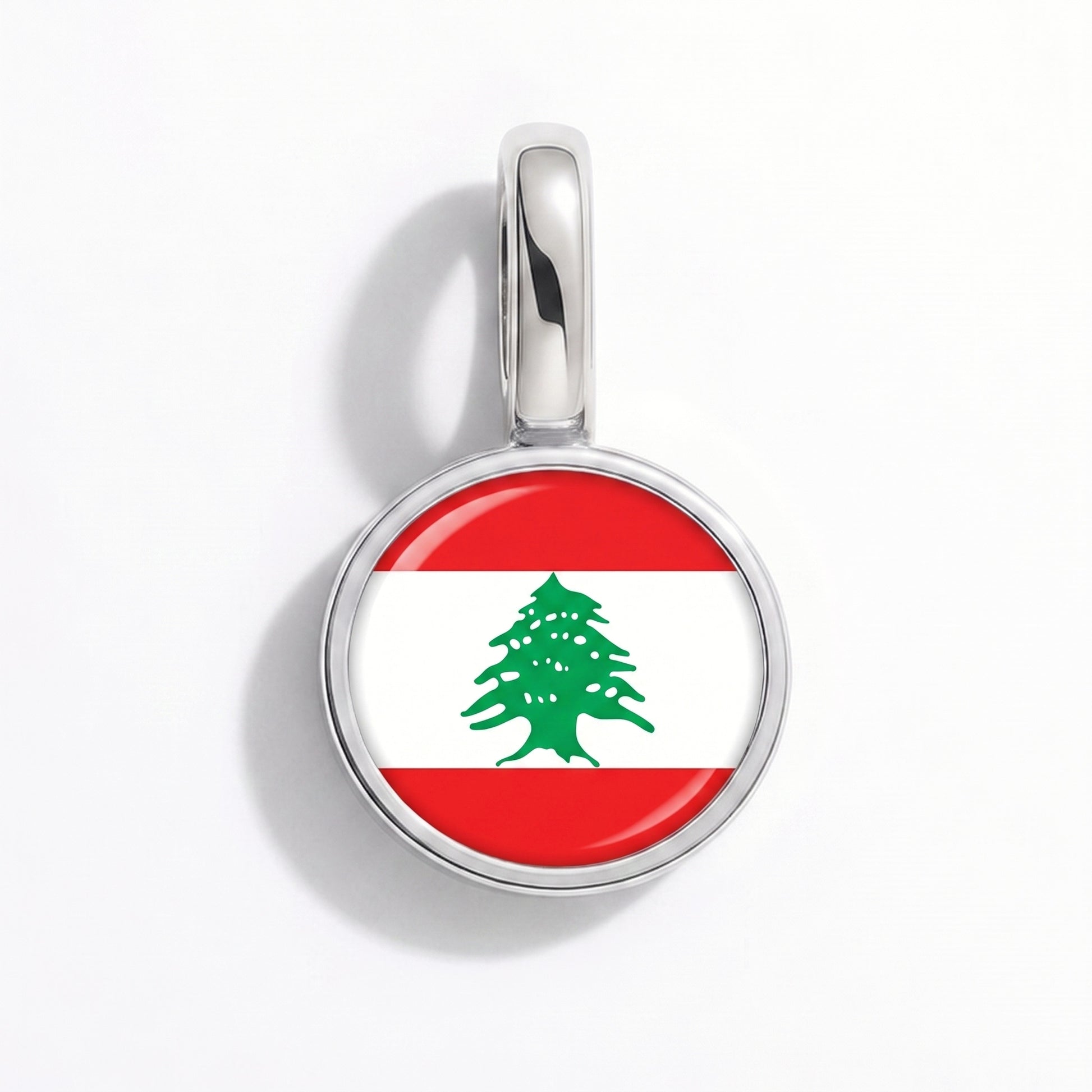 Flaggcharm Libanon – rund silver