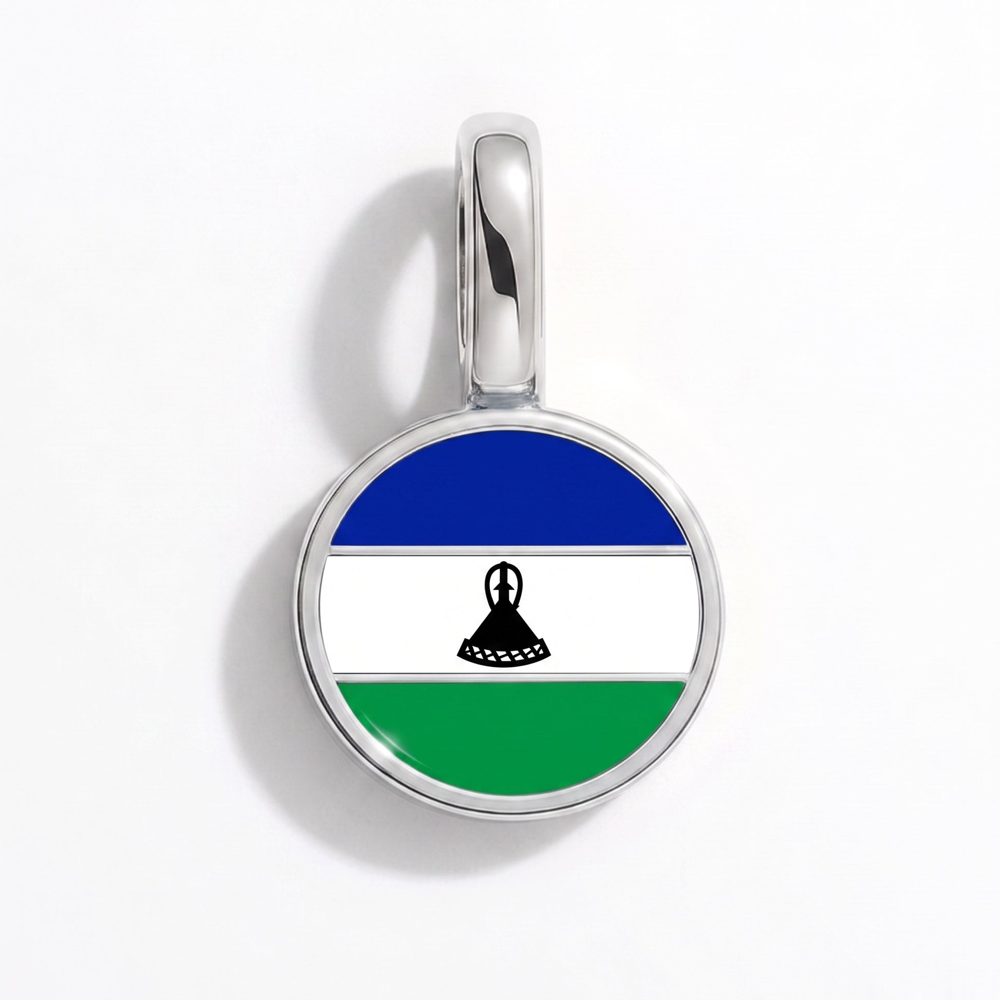 Flaggcharm Lesotho – rund silver