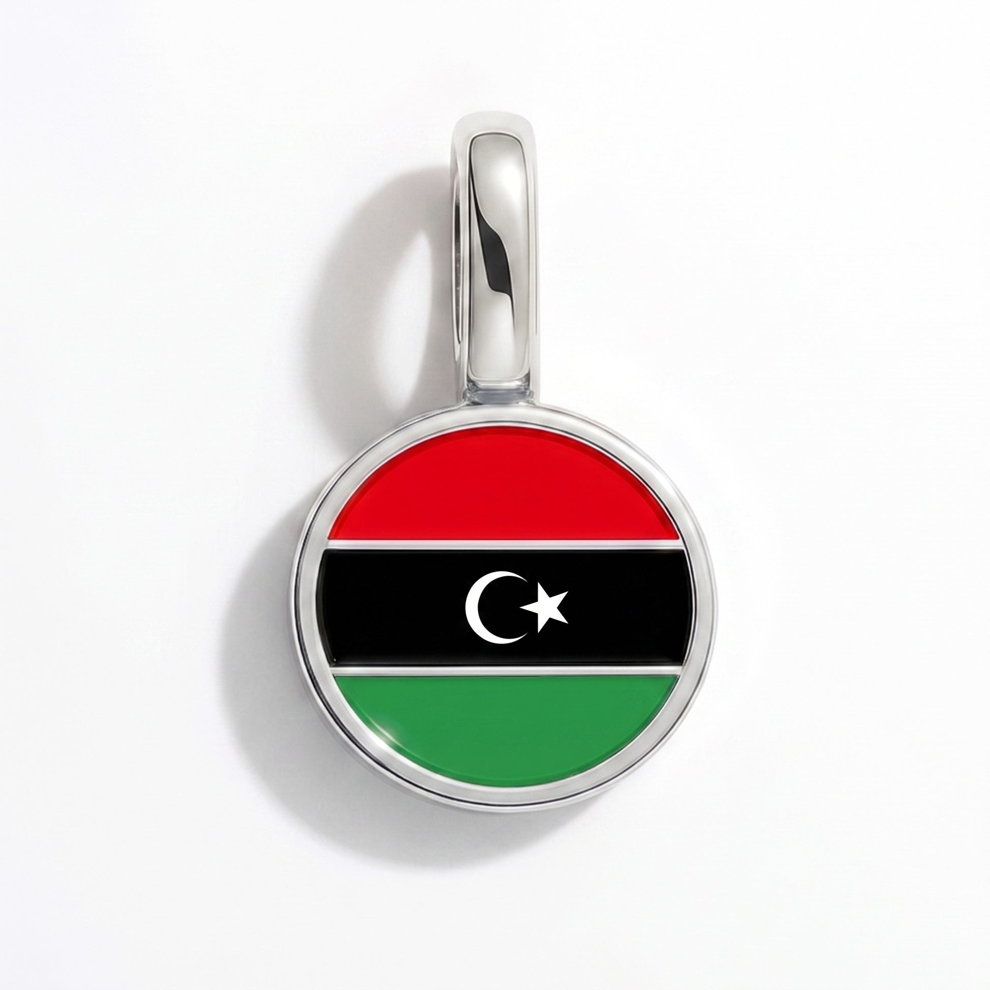 Flaggcharm Libyen – rund silver