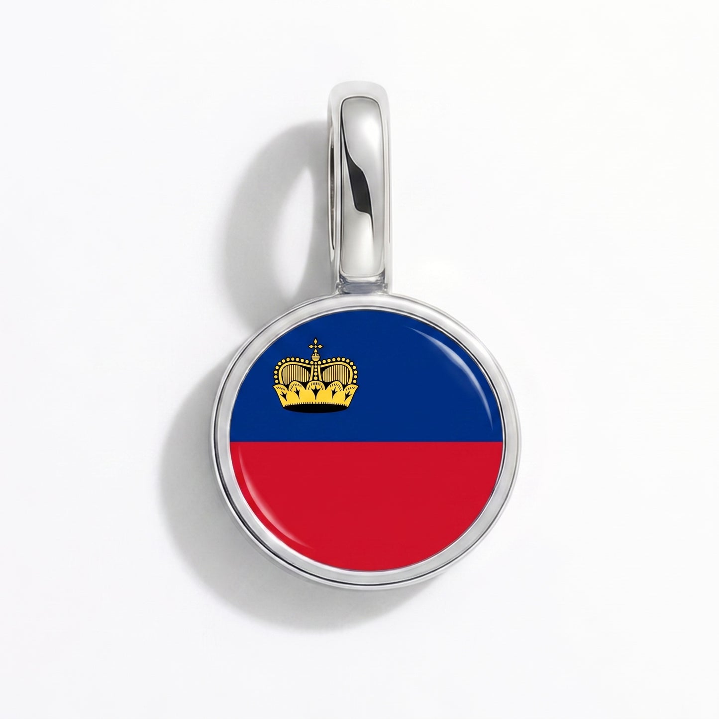 Flaggcharm Liechtenstein – rund silver