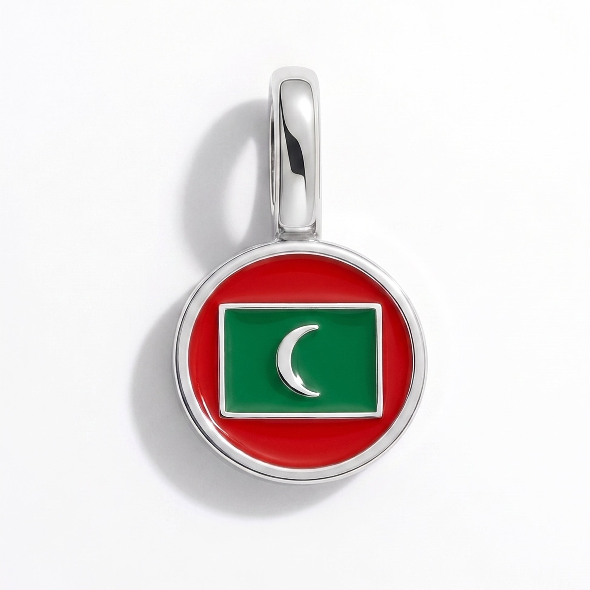 Flaggcharm Maldiverna – rund silver