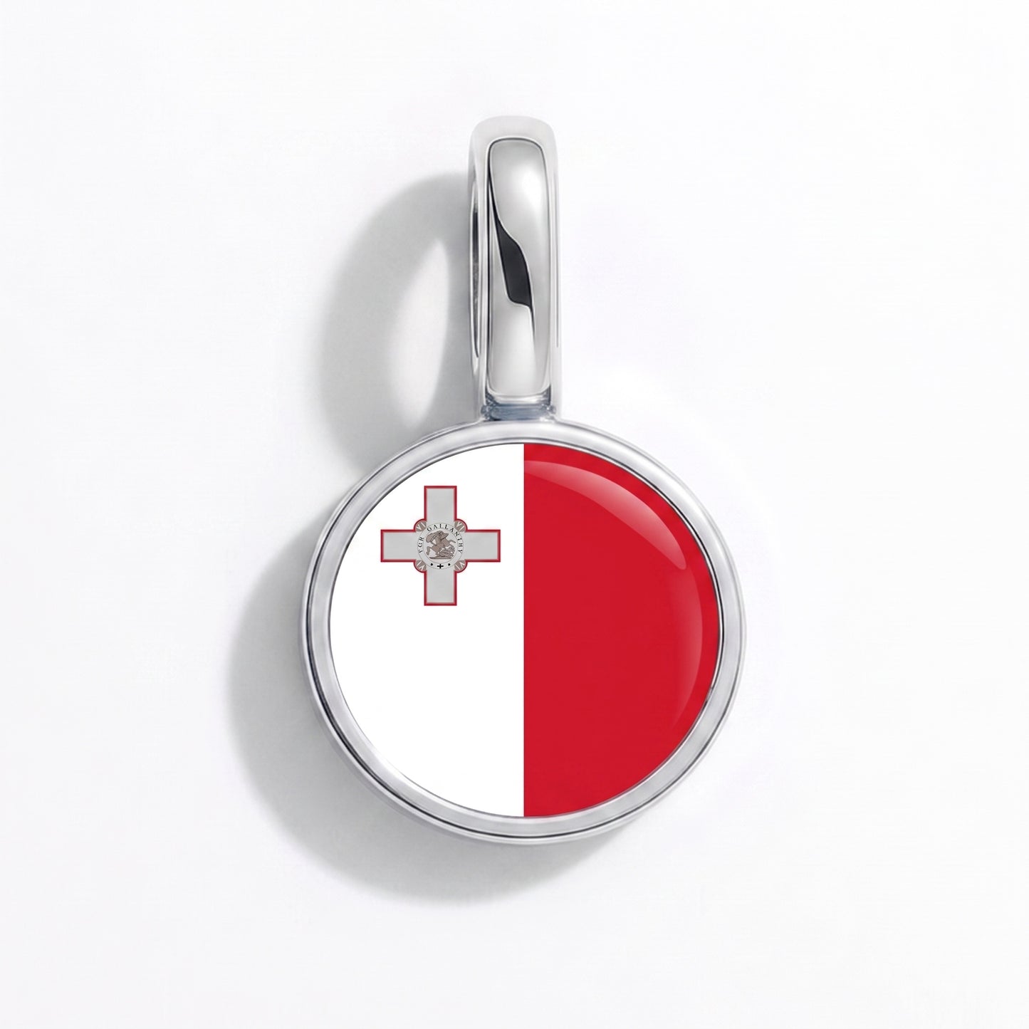 Flaggcharm Malta – rund silver