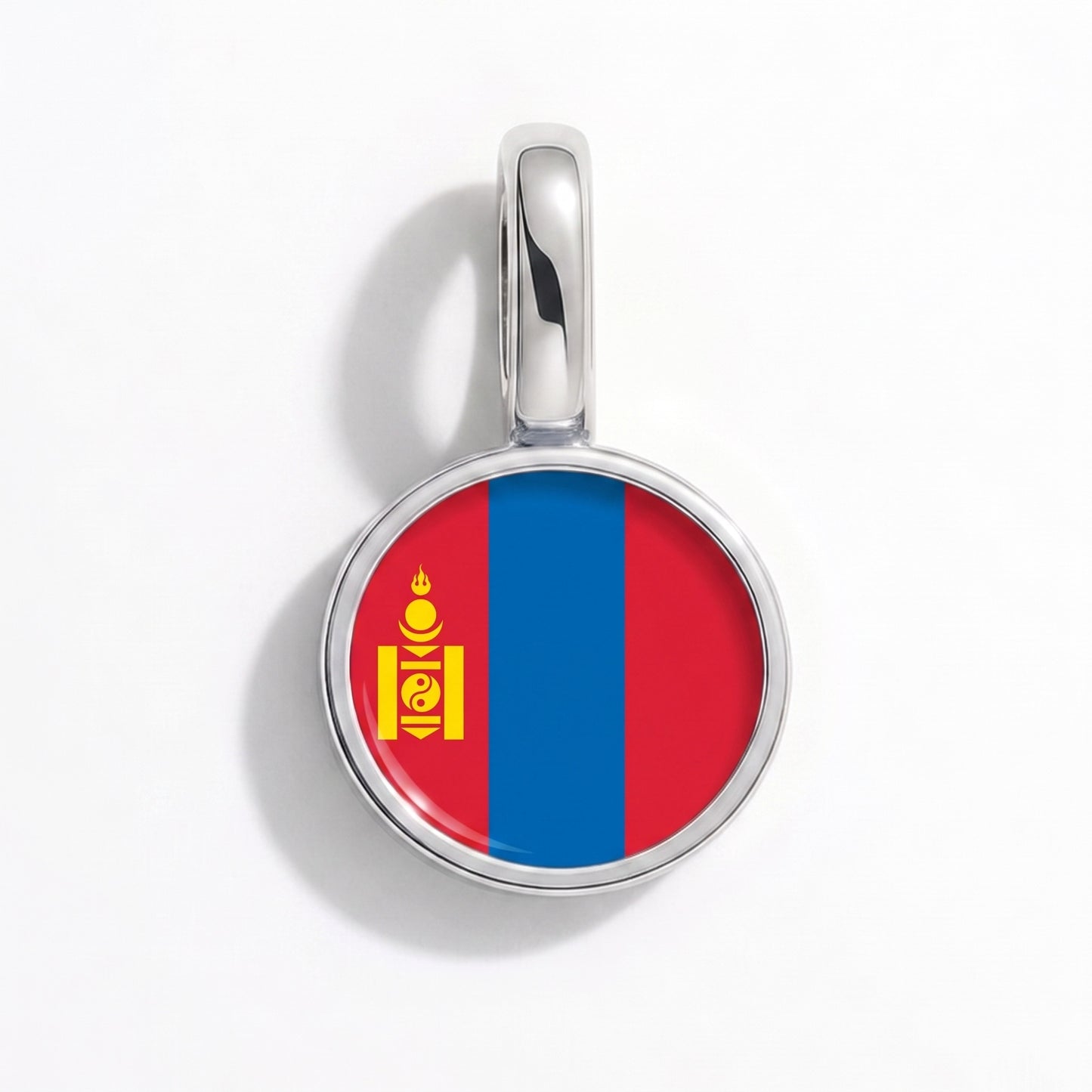 Flaggcharm Mongoliet – rund silver