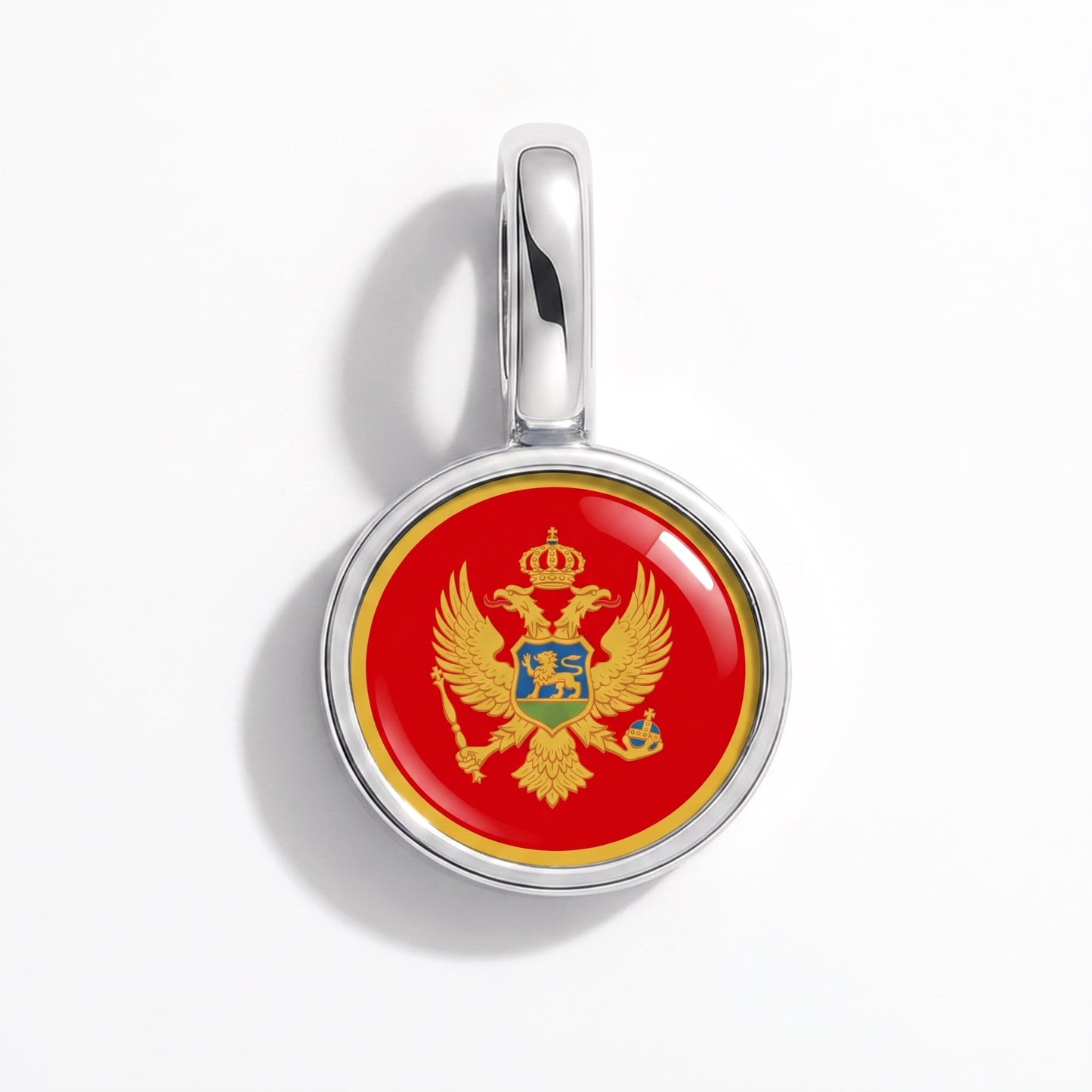 Flaggcharm Montenegro – rund silver