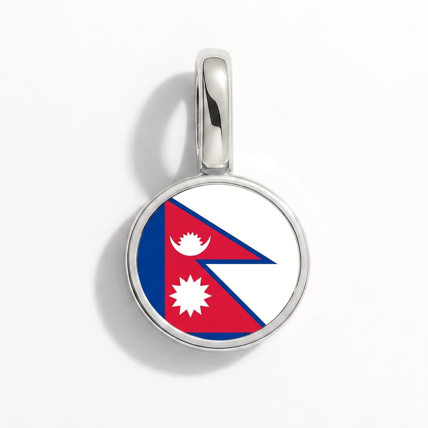 Flaggcharm Nepal – rund silver