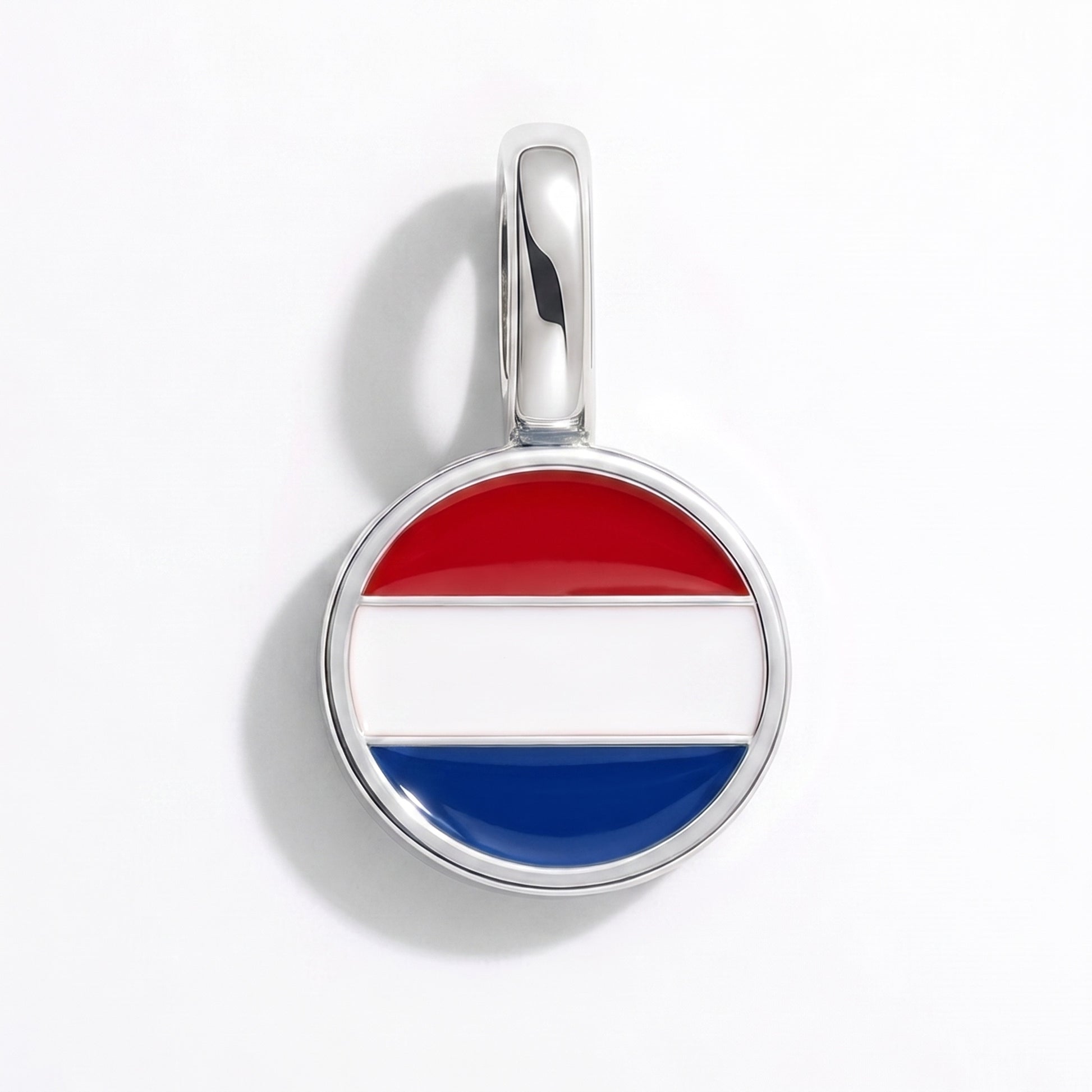 Flaggcharm Nederländerna – rund silver