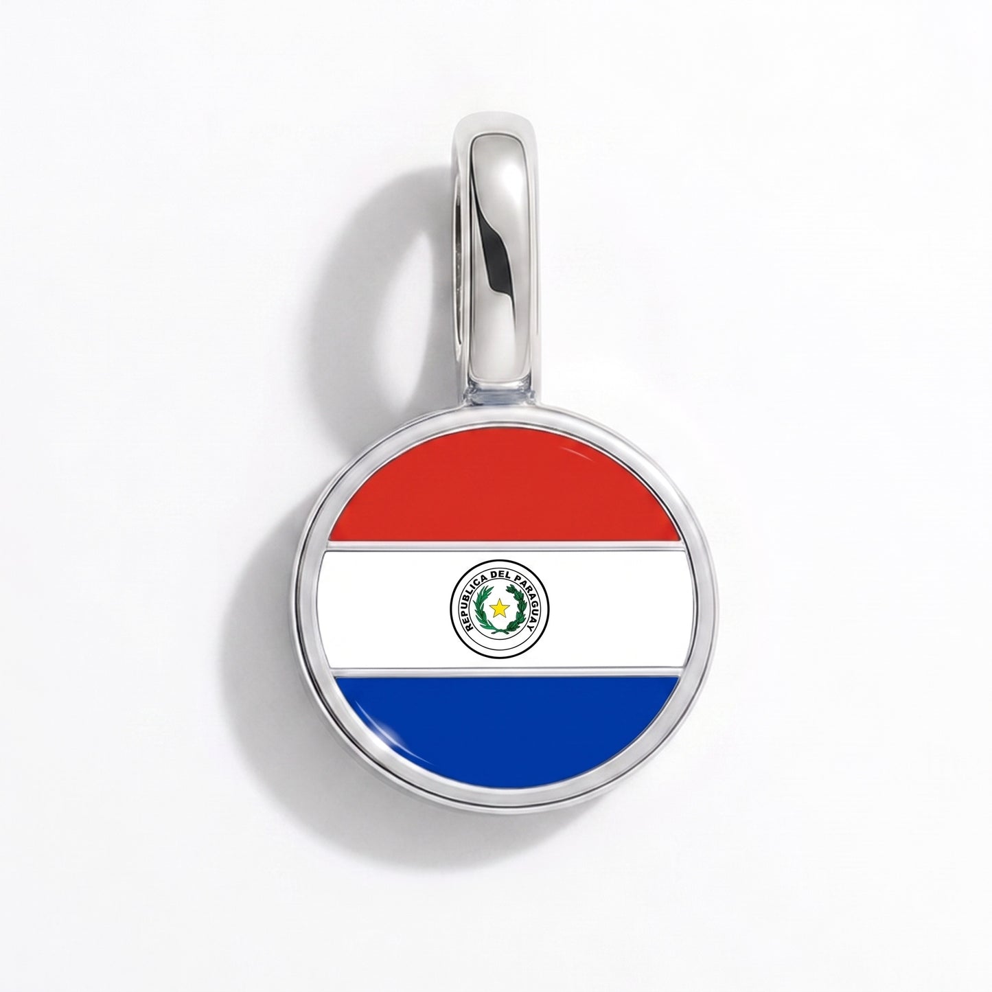 Flaggcharm Paraguay – rund silver