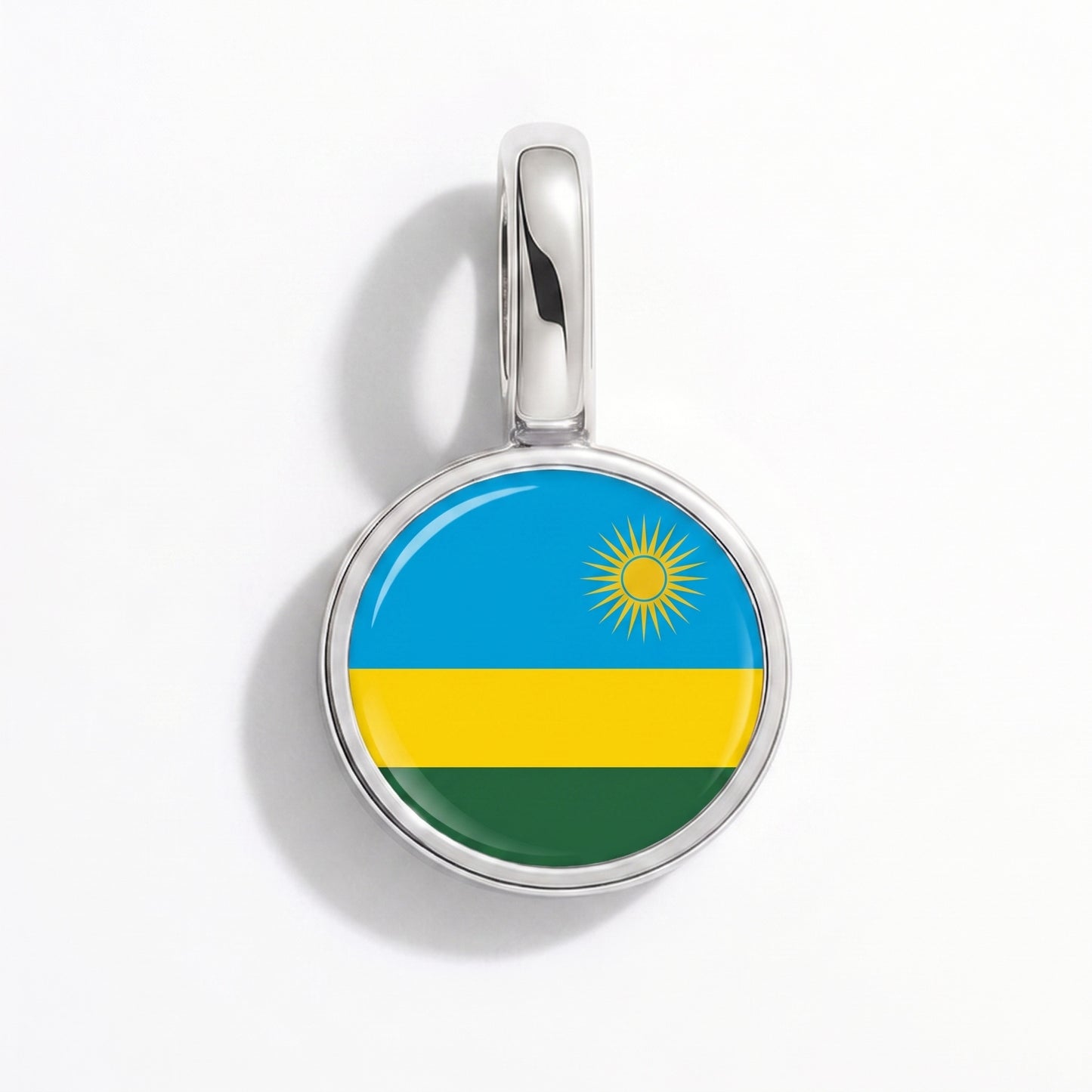 Flaggcharm Rwanda – rund silver