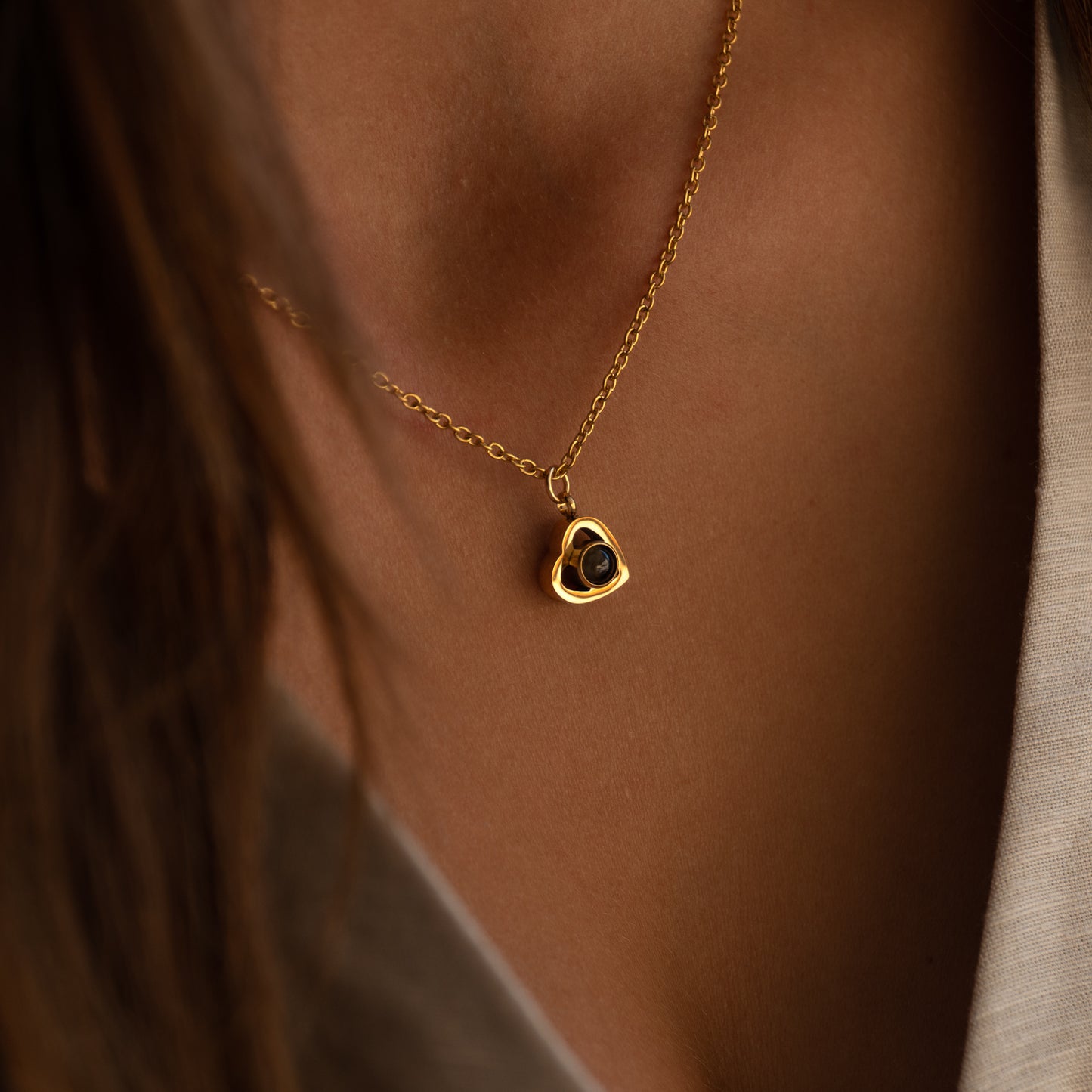 Halsband med personligt foto i hjärtform