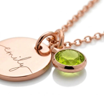 Halsband med personligt namn och födelsesten