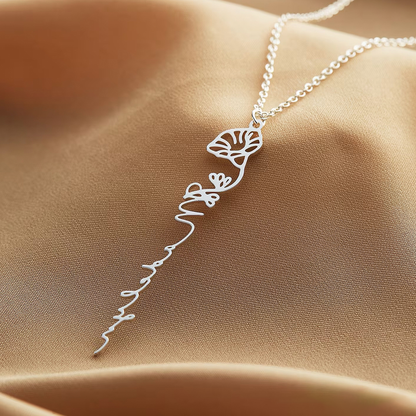 Halsband med födelseblomma och namn