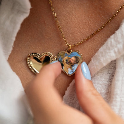 Medallion halsband med foto - Hjärta