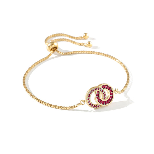 Mor-dotter-armband i guld – Mamma: Januari (Granat), Dotter: Januari (Granat)