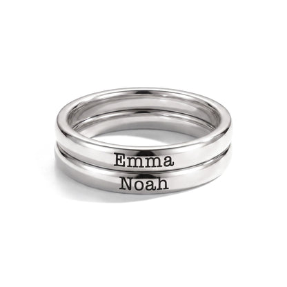Tunn stapelbar namnring – silver – 2 ringar staplade