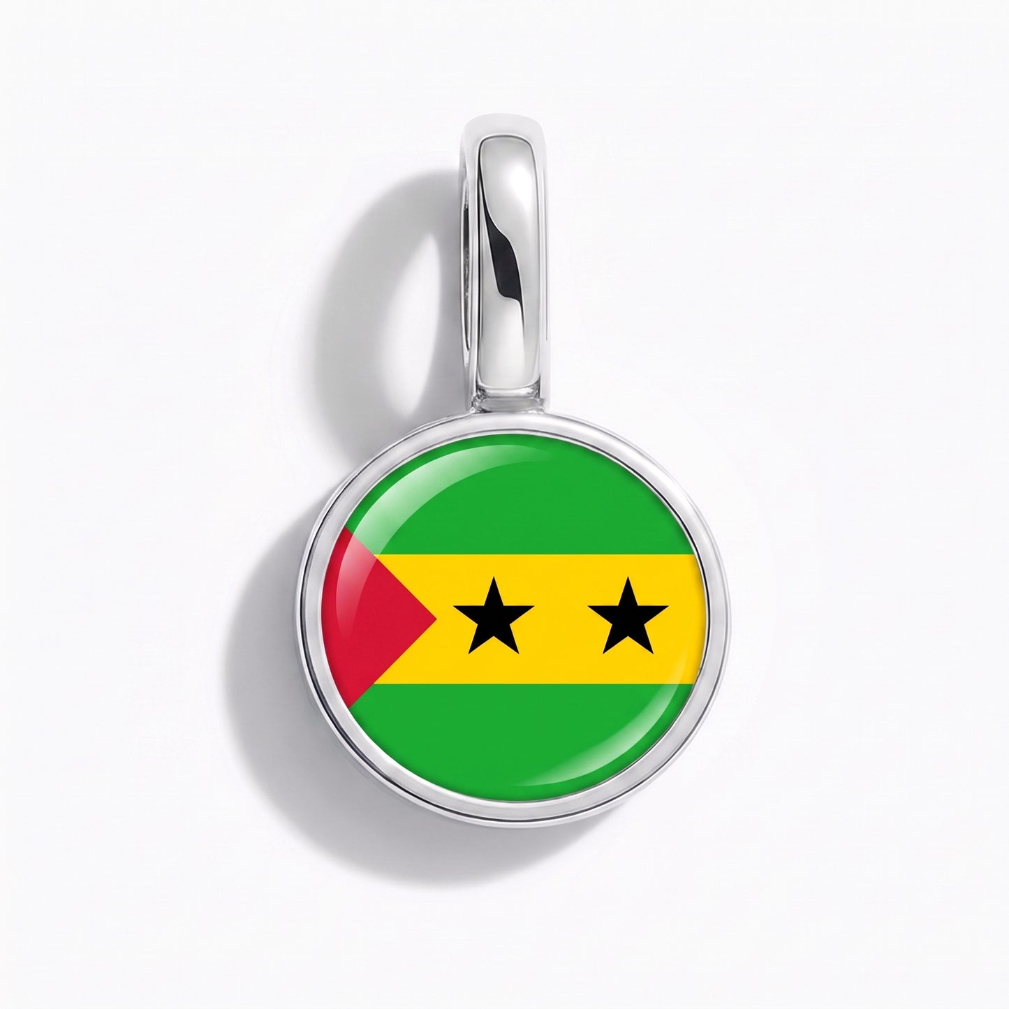 Flaggcharm São Tomé och Príncipe – rund silver