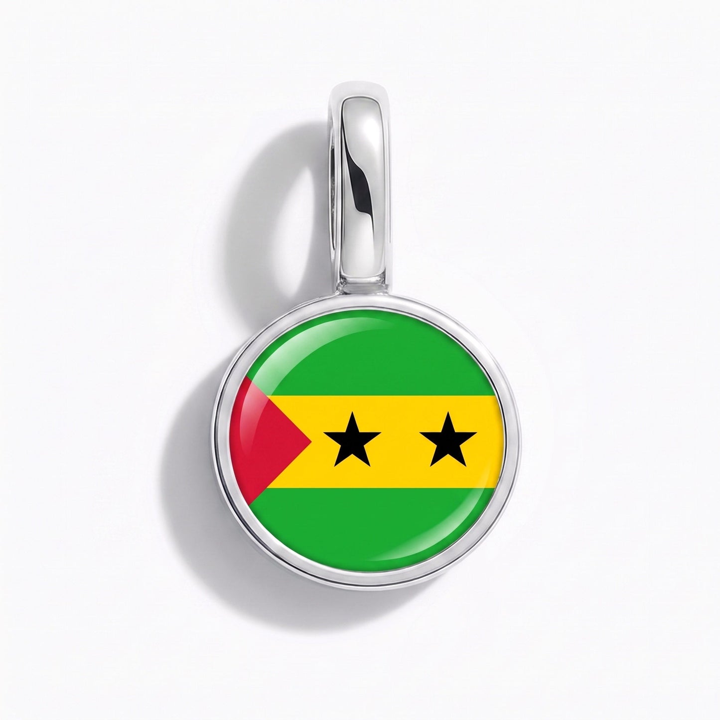 Flaggcharm São Tomé och Príncipe – rektangulär silver