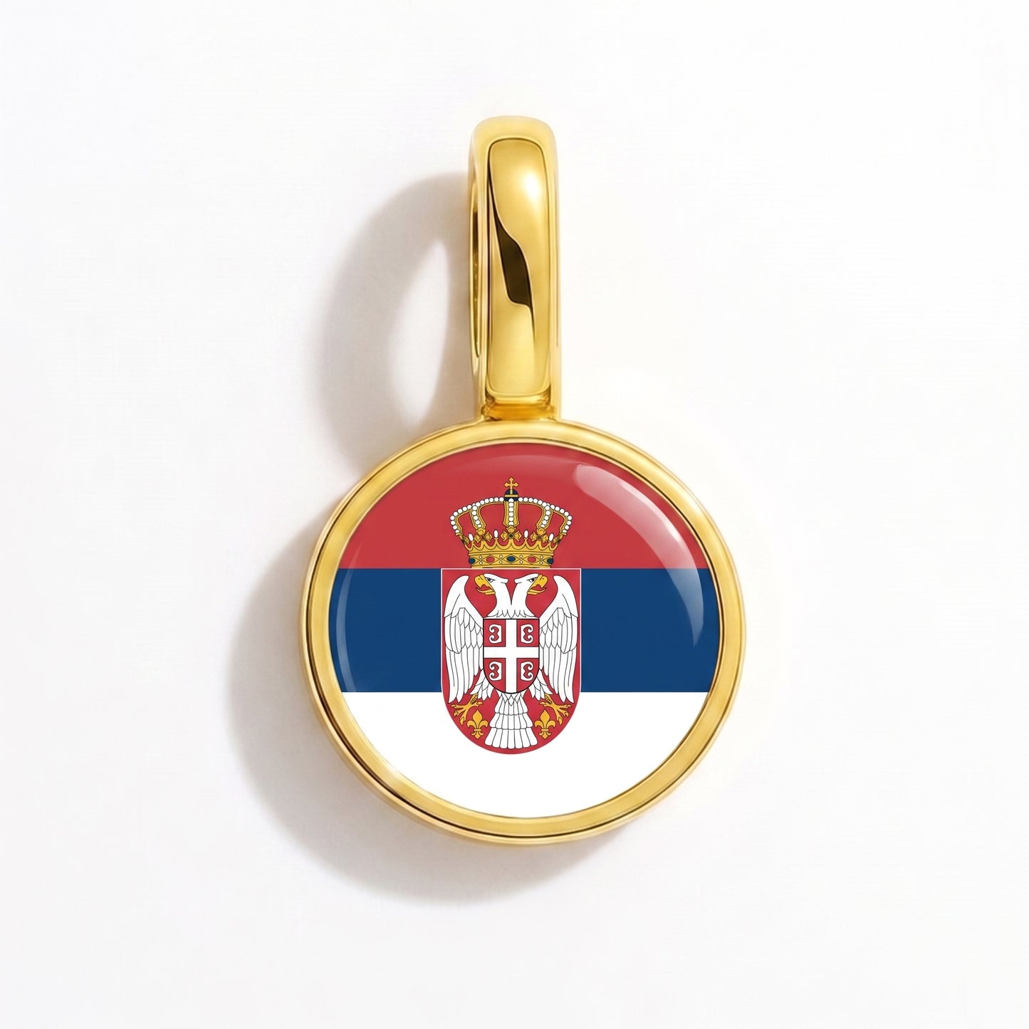 Flaggcharm Serbien – rund guld