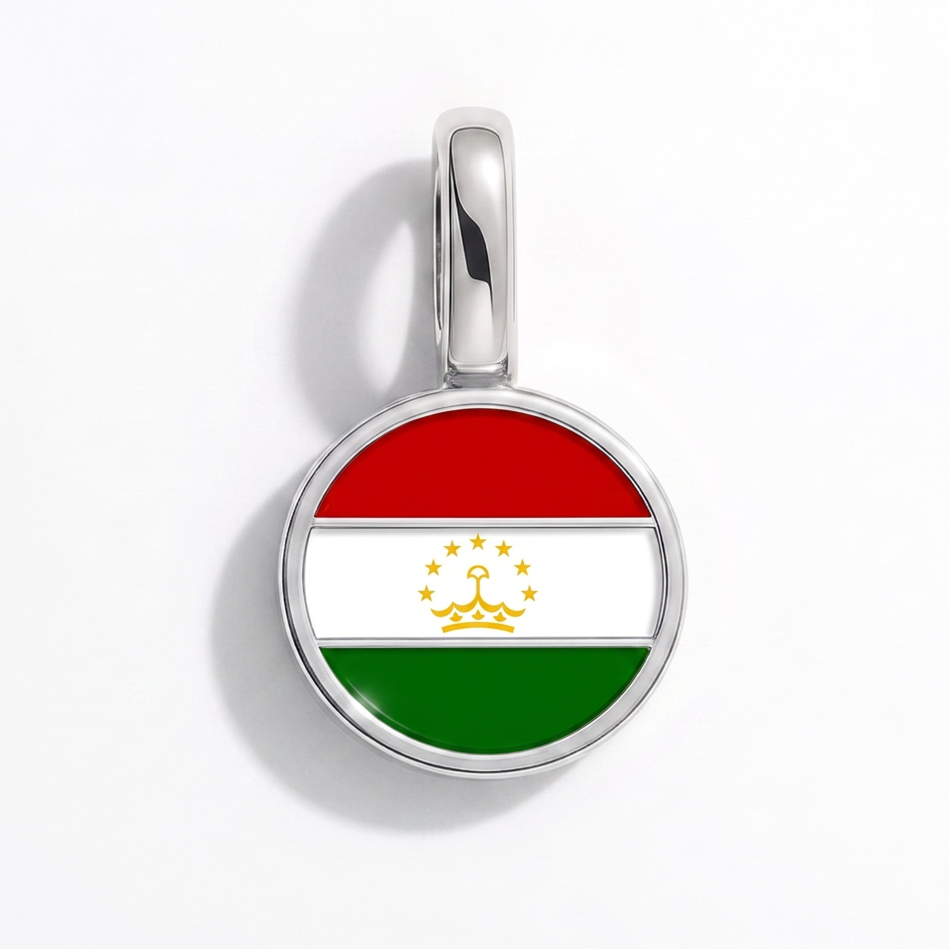 Flaggcharm Tadzjikistan – rund silver