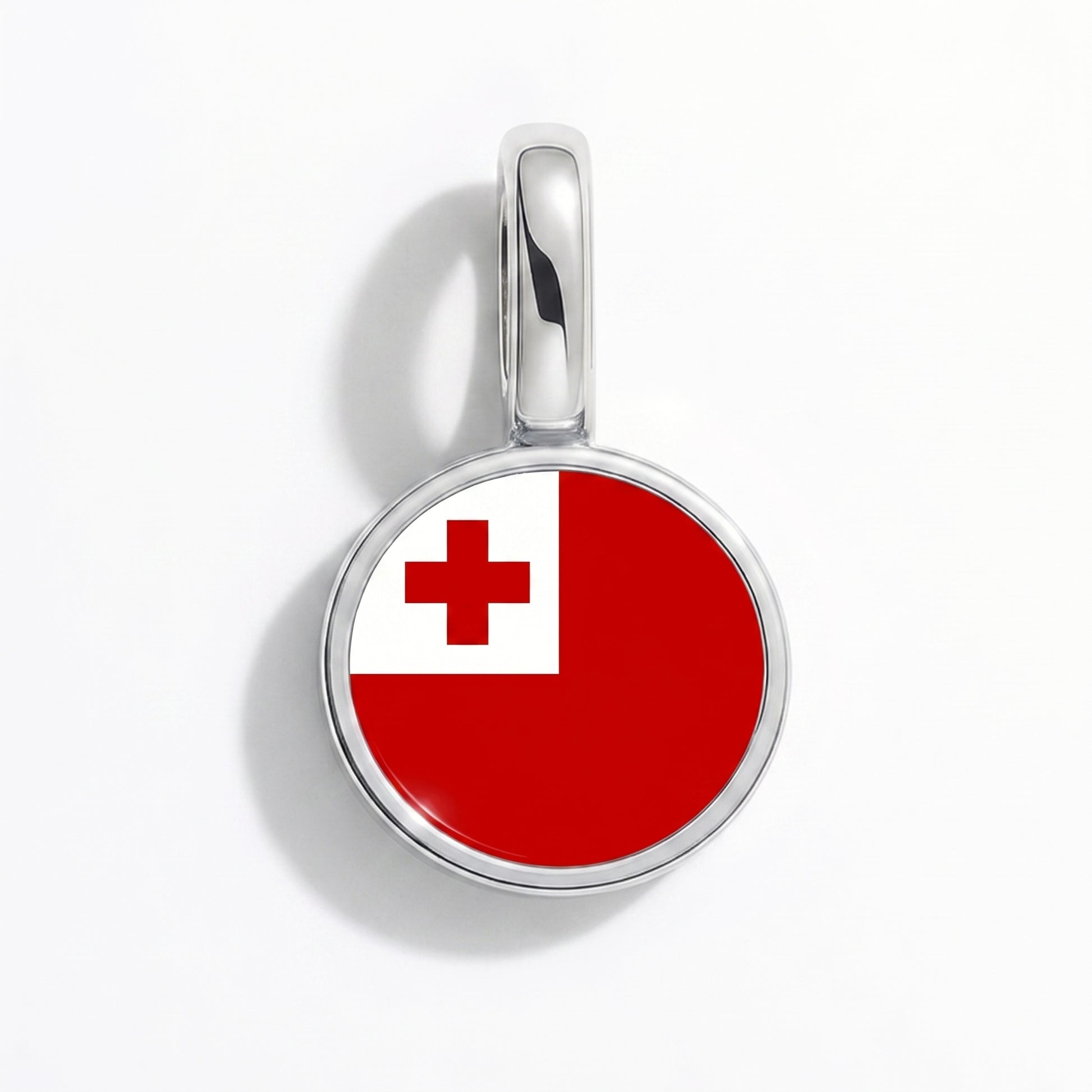 Flaggcharm Tonga – rund silver