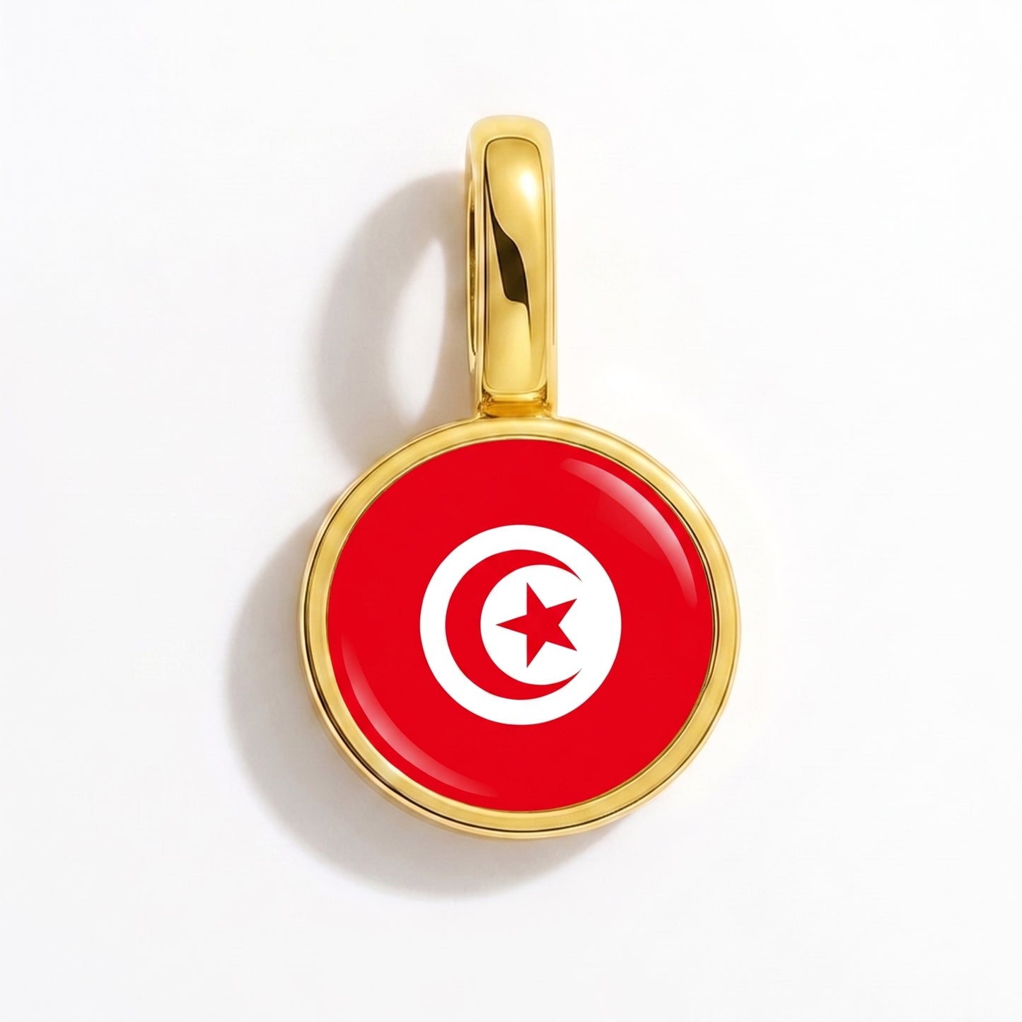 Flaggcharm Tunisien – rund guld