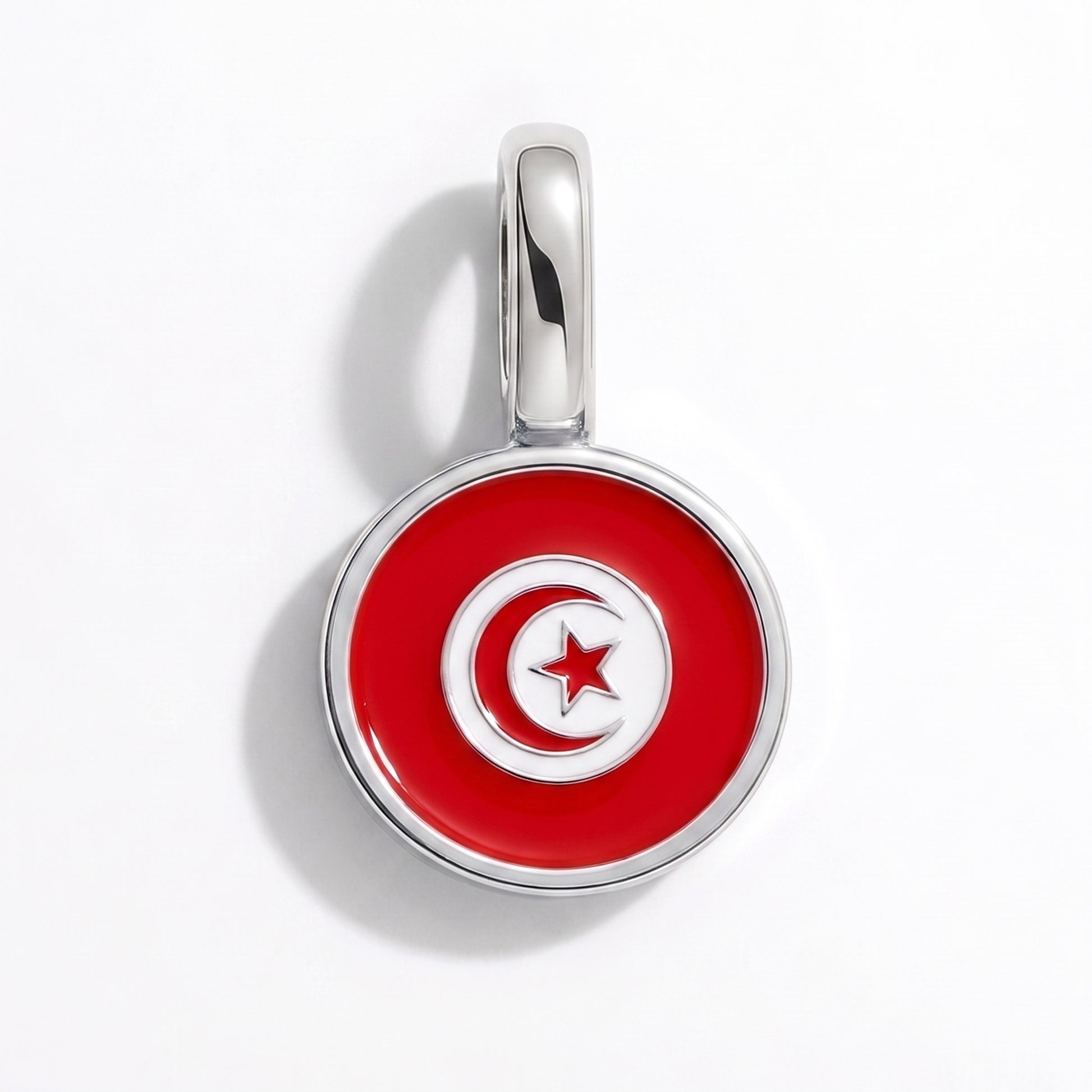 Flaggcharm Tunisien – rund silver
