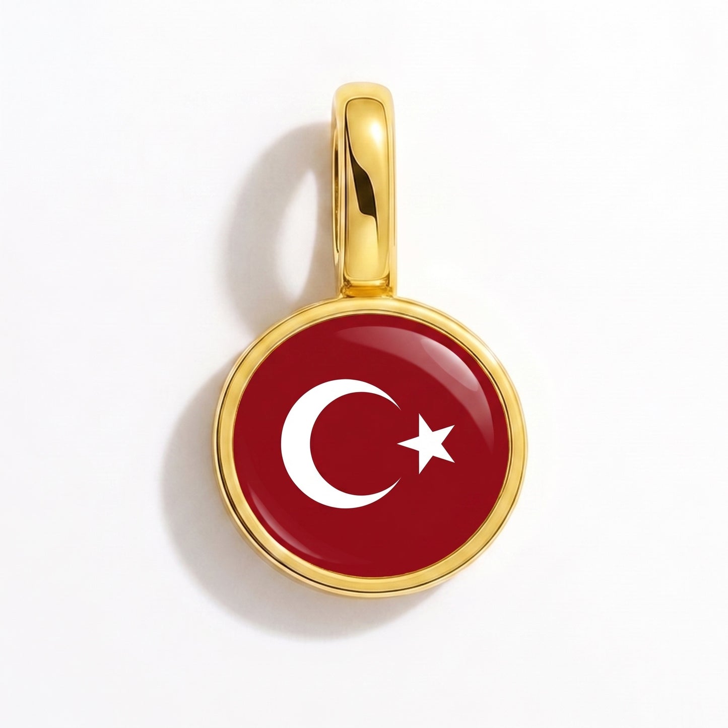 Flaggcharm Turkiet – rund guld
