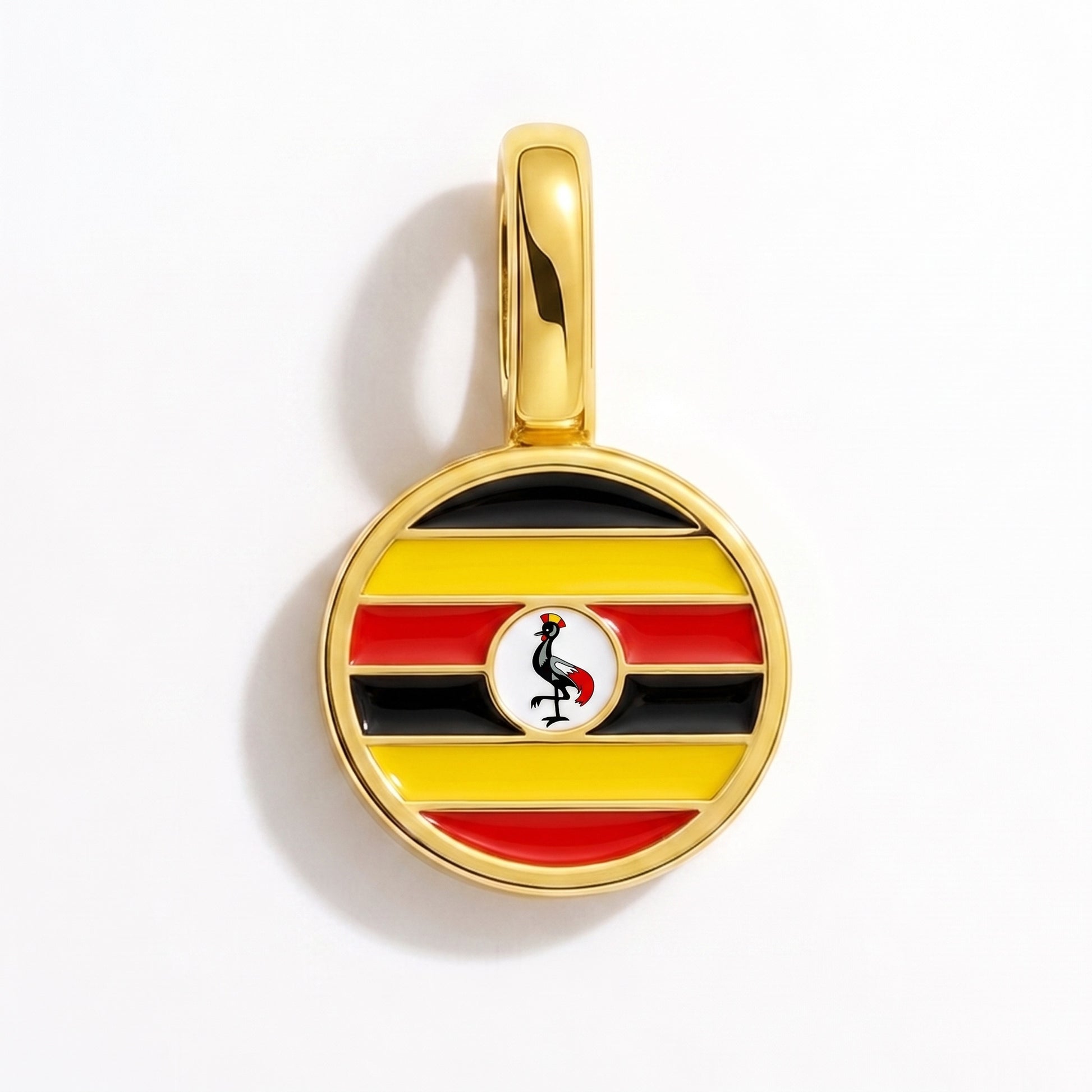 Flaggcharm Uganda – rund guld
