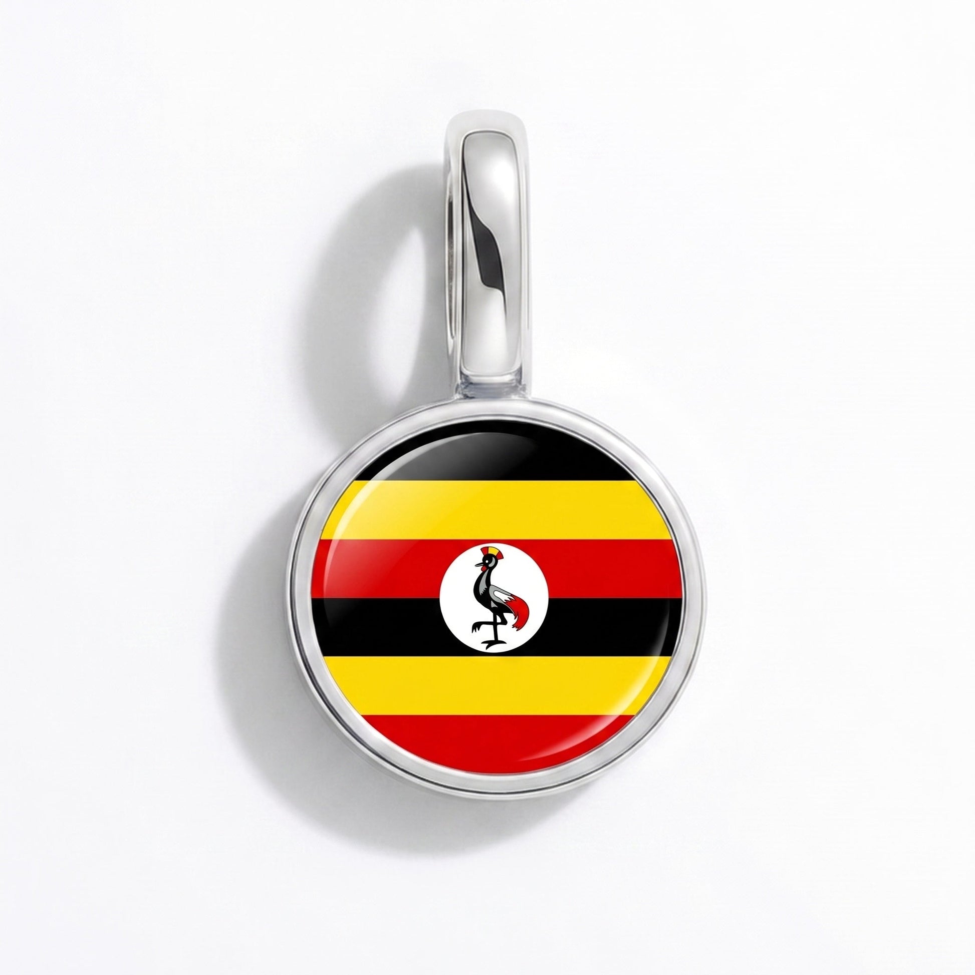 Flaggcharm Uganda – rektangulär silver
