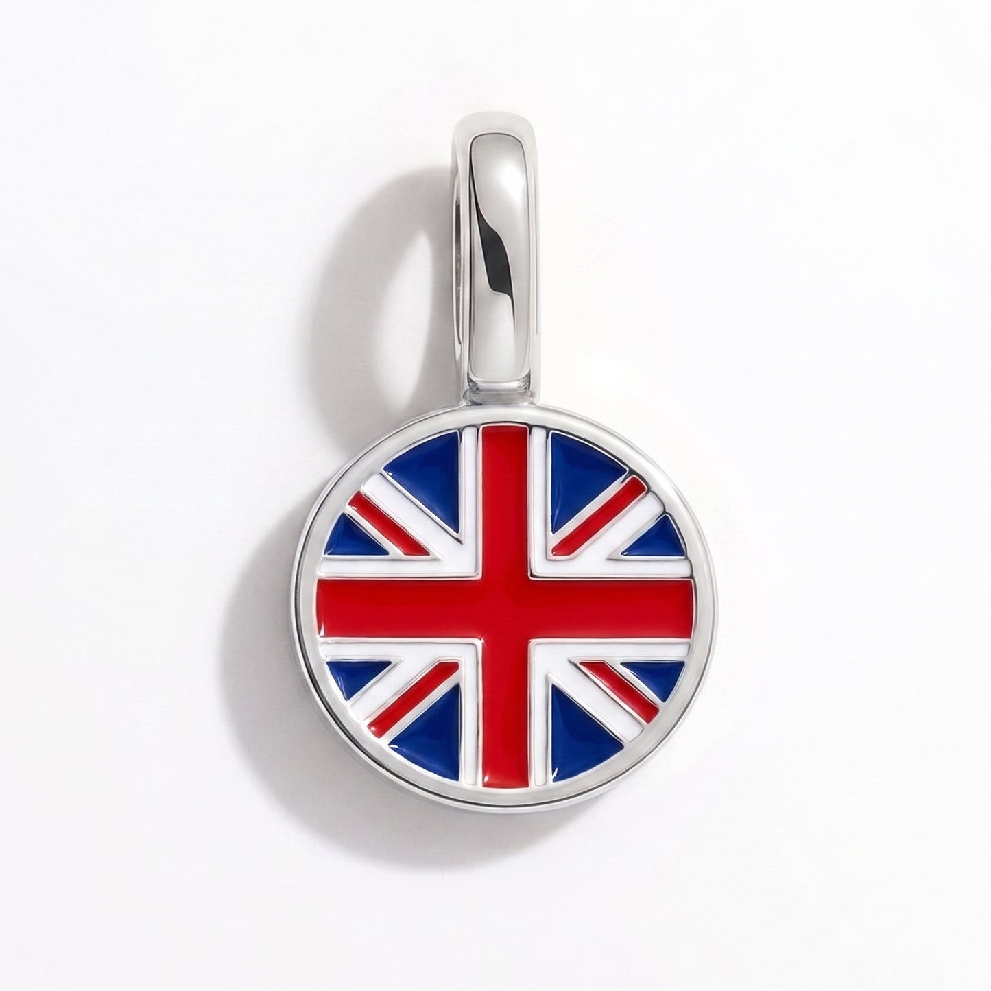 Flaggcharm Storbritannien – rund silver