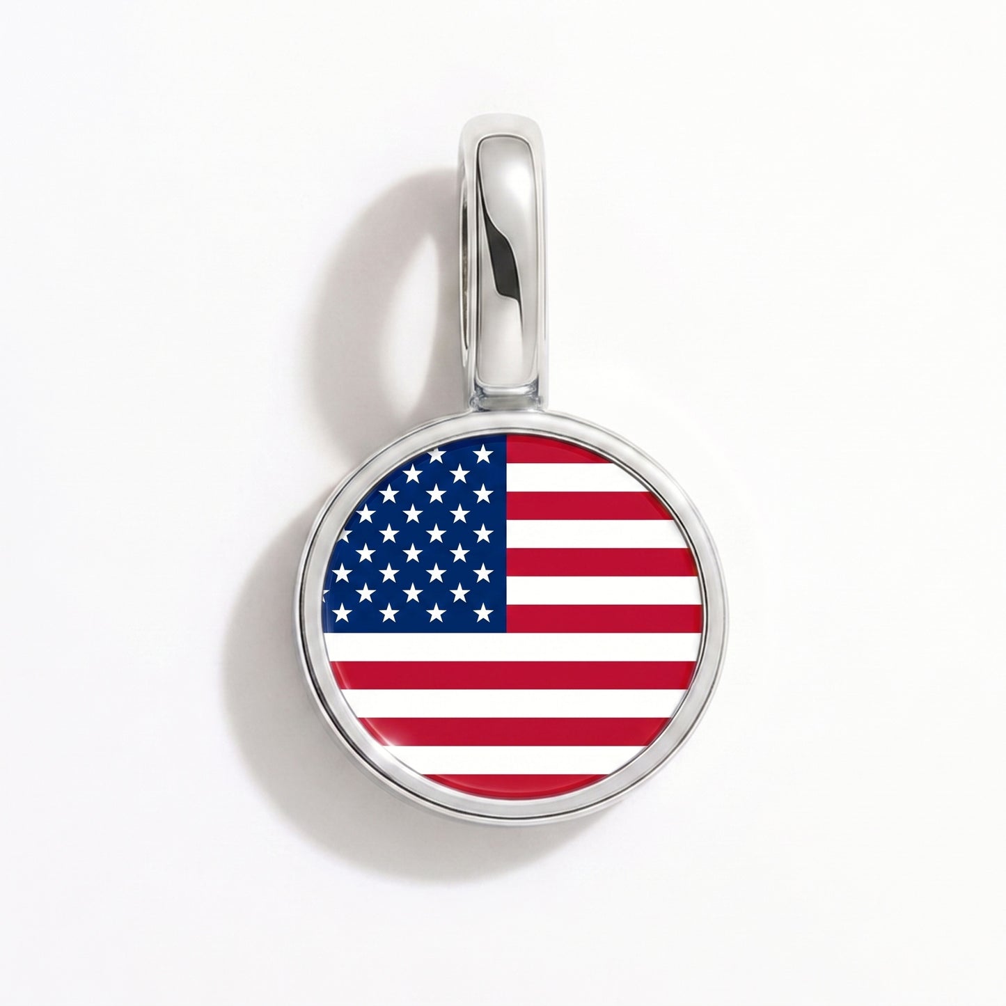 Flaggcharm USA – rund silver