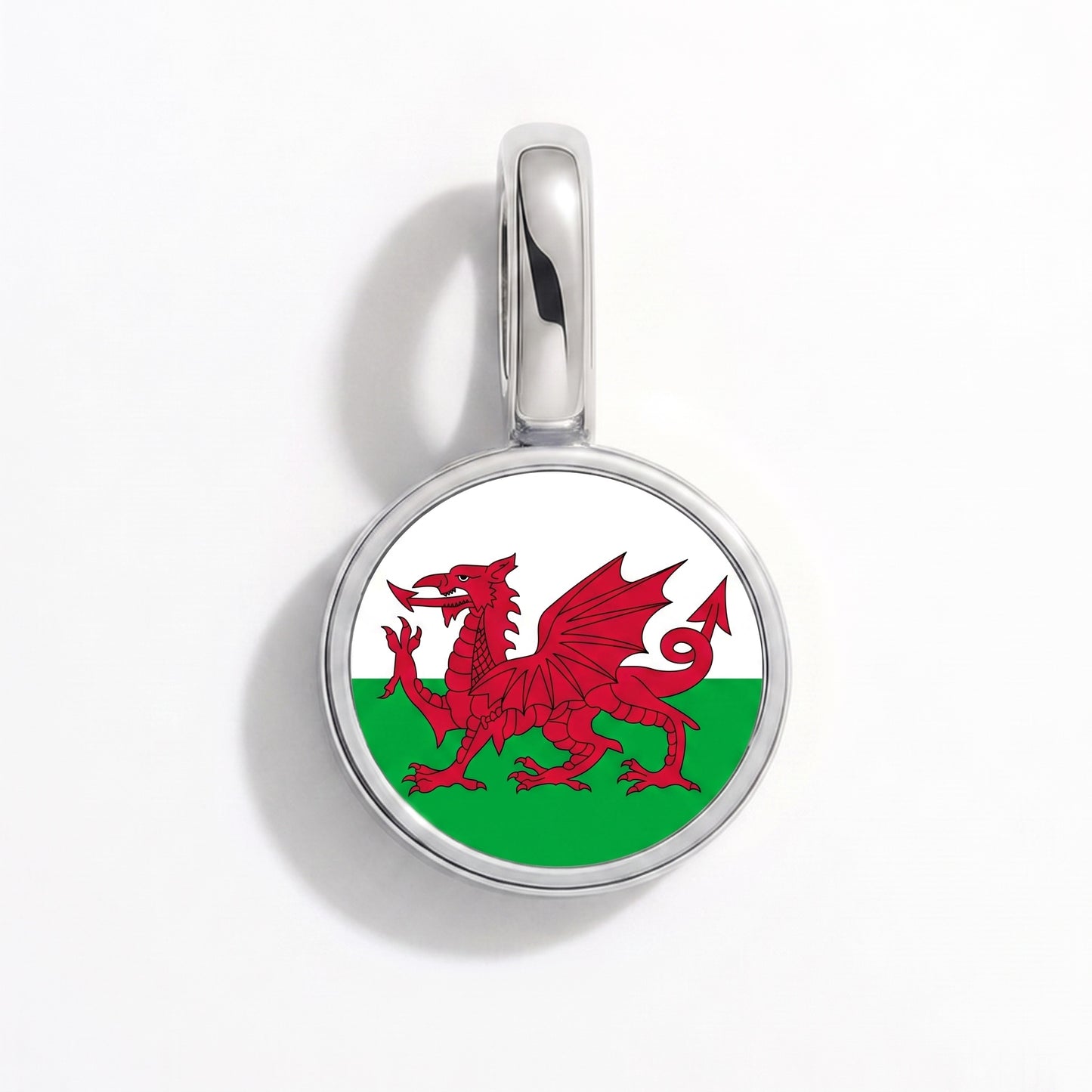 Flaggcharm Wales – rund silver